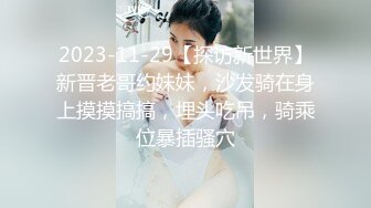 2023-11-29【探访新世界】新晋老哥约妹妹，沙发骑在身上摸摸搞搞，埋头吃吊，骑乘位暴插骚穴