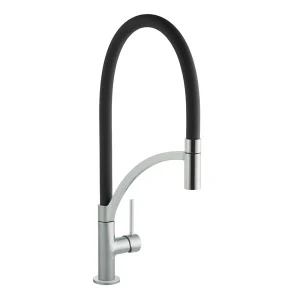 Parini Brushed Steel & Black Tap